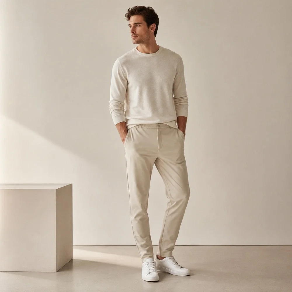 Theory Mens Terrance Performance Ponte Jogger Pants XXL Beige Stretch Luxe